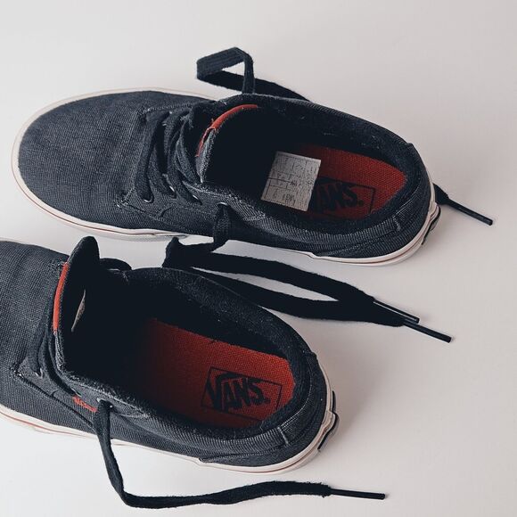 VANS Off The Wall TB4R Youth Sz 2 Textile Black Charcoal w/ Red Stripe Sneakers - Picture 8 of 13